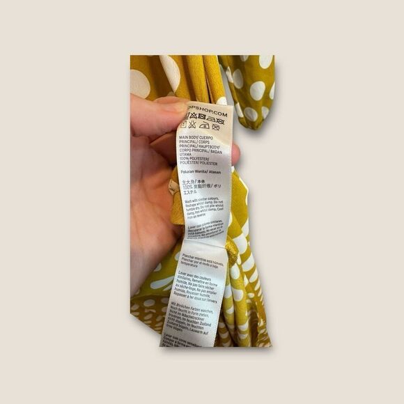 TopShop NWT Yellow polka Dot Midi Dress Open Back Size 4 - Picture 8 of 8